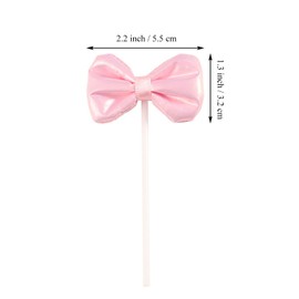 JANOU 10pcs Bow Cake Topper Bowknot Cupcake Toppers Cake Dessert Picks Decoration For Baby Shower Birthday Wedding Party Supplies (Pink)