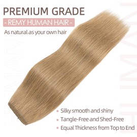 Wire In Hair Extensions One Piece 16inch #27 Dark Blonde 100% Real Remy Human Hair Natural Invisible