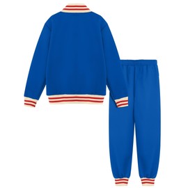 BPXOEO Boys' Tracksuits Set Long Sleeve Full Zip Active Jackets & Jogger Pants Suits 2 Piece Kids Sweatsuit Outfits for 4-5 Years Light Blue