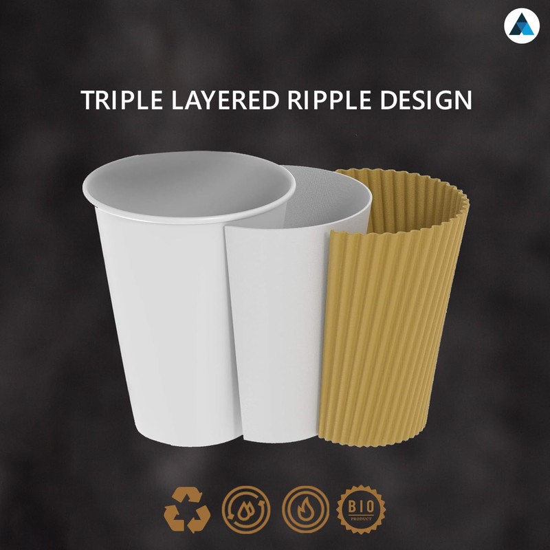 Nationwide Paper Coffee Cups Without Lids 16oz Disposable Takeaway Coffee