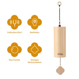 LeSage Chakra Chime Bamboo Sound Therapy Meditation Chimes for Outdoors Zen Wind Chime Yoga Deep Sound Healing Wind Chimes E Chord Home Decoration nature wood
