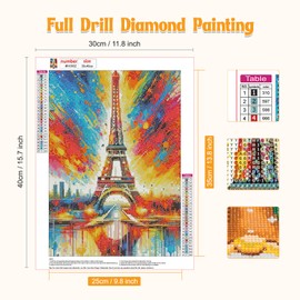 NAIMOER Iron Tower Diamond Painting Kits for Adults, DIY 5D Diamond Painting Colorful Tower, Full Drill Diamond Art Kits Art Pictures Perfect for Relaxation and Home Wall Decor 30x40cm