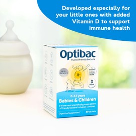 Optibac Probiotics Babies & Children - Probiotic for Immune System Support with Vitamin D Booster & 3 Billion Bacterial Cultures - 90 Sachets
