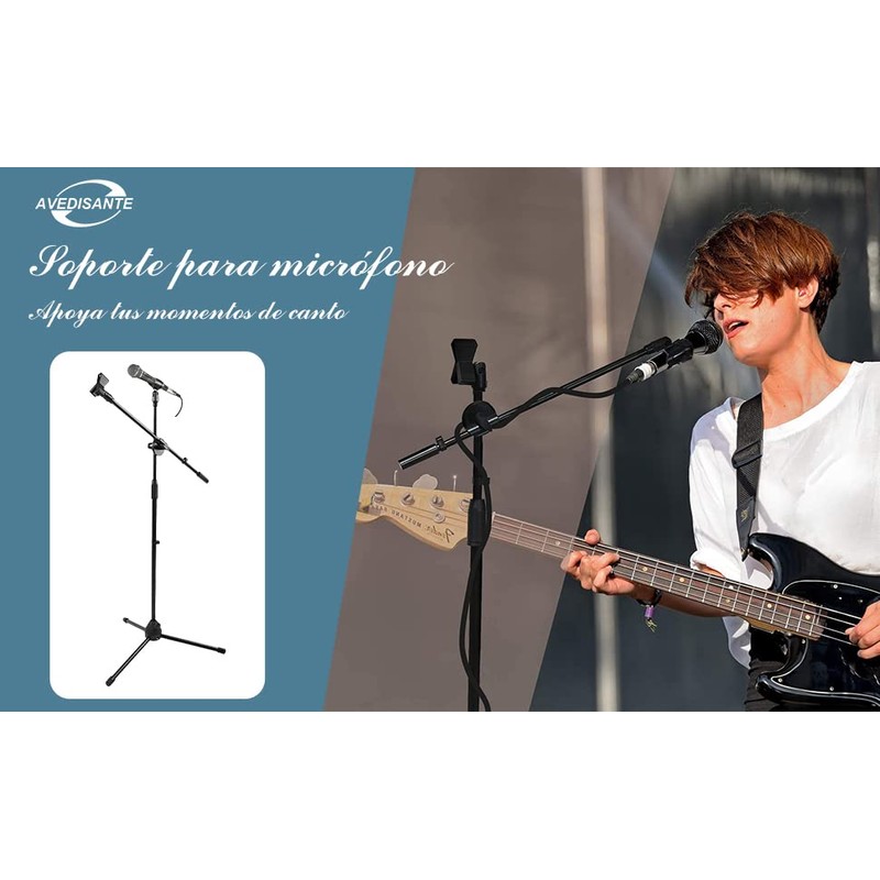 Soporte y Pedestal Para Micrófono,Altura Ajustable Plegable | con Bolsa