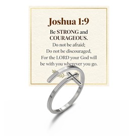 Cross Rings For Women, Faith Christian Blessed Hope Love Encouragement Pray Ring Adjustable Open Wrap Thumb Cross Inspirational Ring Dainty 14k gold Jewelry Easter Gift Non Tarnish Silver 1