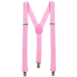 MDSTYLE Suspenders for Men Women Boys - Adjustable Y-Back with 3 Heavy Duty Clips for Wedding, Formal, Tuxedo, Jeans and Costume (Pink 1pc)