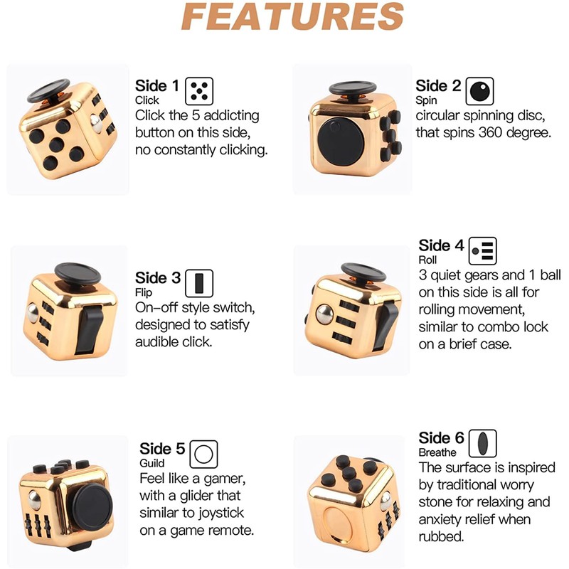 Fidget Cube 6 Sides Fidget Cube Brain Killing Time Button