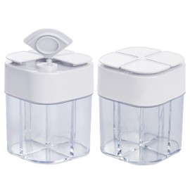 Miayon 2 Pack 4 in 1 Spice Container Salt and Pepper Shaker Transparent Seasoning Shaker Can Filter Lumps Spice Jars for Home Restaurant Camping Travel Cooking BBQ (White)