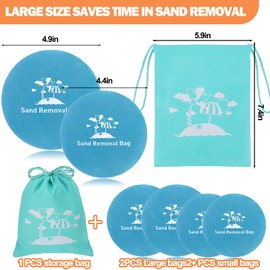 Mity rain 4PCS Round Sand Remover for Beach with 1PCS Waterproof Storage Bag, Sand Wipe Off Mitts Sand Removal Bag, Sand Free Beach Accessories Essentials for Woman Kids