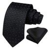 HISDERN Men's Ties Black Plaid Dots Ties and Pocket Squares