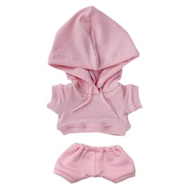 niannyyhouse 15cm Plush Doll Clothes Elastic Solid Sportswear Suits Hoodie Pants Soft Stuffed Plush Toy Dress Up Accessories (pink, 15cm)