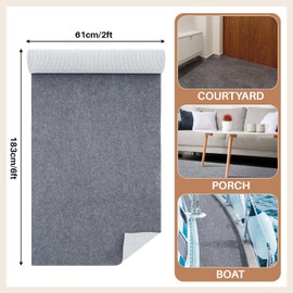 Drydiet Gray Boat Carpet, Marine Carpet Marine Grade Mat for Boats with Waterproof for Outdoor Deck Patio Porch Garage Kitchens Bathroom Outdoor Area Rug Runner Non-Slide Porch Rug (2 x 6 ft)