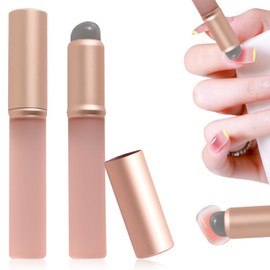 2Pcs Silicone Nail Brush, Ombre Nail Brush Silicone Nail Art Tools, Reusable Silicone Chrome Applicator for Nails, Portable Gradient Nail Polish Brush with Protective Cap for Manicure DIY (Pink)