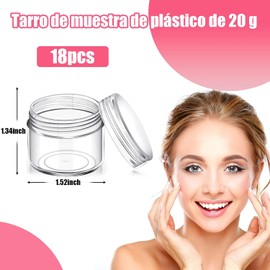 Tarros de Viaje Plástico Transparentes, 20ml Frascos Cosméticos Redondos, Tarros de Cosméticos Vacíos para Maquillaje, Crema, Loción, Bálsamo Labial, Abalorio, Diamantes de Imitación, 18pcs