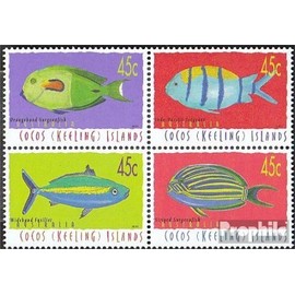 Kokos-Islands Mi.-number.: 404-407 block of four (complete.issue.) Volume 2001 completeett 2001 Fish (Stamps for collectors) Water animals