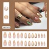 24Pcs Almond Press on Nails Medium Length Fake Nails Gold