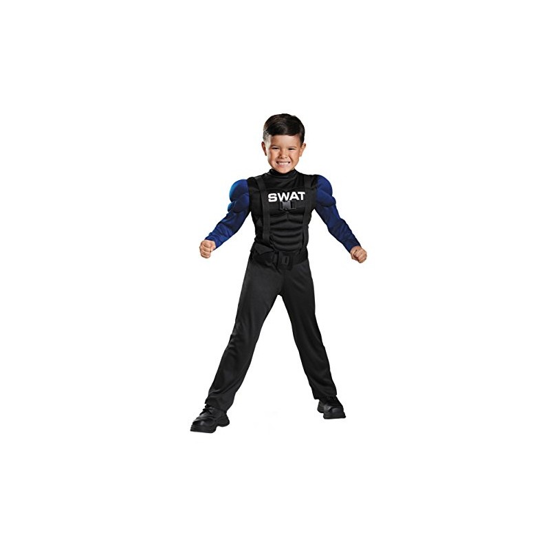 Disguise Swat Toddler Muscle Costume, Small/2T by Disguise, black