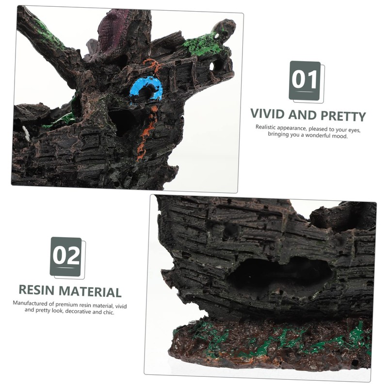 Zerodeko Shipwreck Aquarium Decor Underwater Shipwreck Craft for Fish Tank