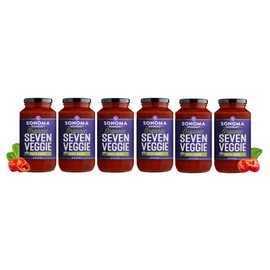 Sonoma Gourmet Seven Veggie Pasta Sauce | USDA Organic, Non-GMO, Gluten-Free and No Sugar Added | Made With Fresh Ingredients | 25 Ounce Jars (Pack of 6)