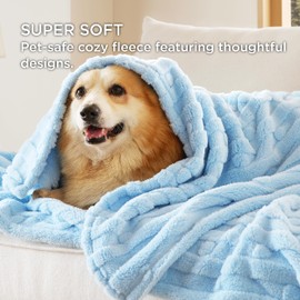 Bedsure Dog Blanket for Medium Dogs Washable - Fluffy Fuzzy Puppy Cat Blanket with Premium 300GSM Coral Fleece Soft for Pet Kitten Doggy, Blue, 30x40IN