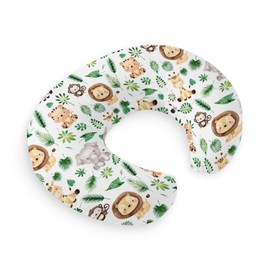 HawSkgFub Safari Jungle African Animal Plant Nursing Pillow Cover Baby Boy, Tropical Palm Leaf Elephant Lion Tiger Giraffe Breastfeeding Pillow Slipcover, Nursing Pillowcase Newborn Infant, Cover Only