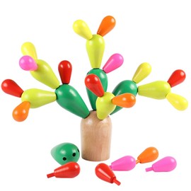 Cactus Balance Game, Wooden Toys, Parent-child Game, Montesolli, Educational Toy, Focus, Fingertip Training, Shape Recognition, Early Development, Creativity, Boys and Girls, 3-6 Years Old (Style1)