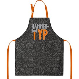 GRUSS & CO Unisex Saying Hammer Type, Cooking Apron Made of Cotton, 87 cm x 70 cm, Multicoloured, Gift, 47789 Apron, Black, One Size, black