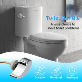 Banhey Toilet Cistern Side Flush Lever, Compatible with TOTO, Solid Brass Rod Body Side Mount Polished Chrome Trip Lever with Hook-Style Chain, Bright Silver, 1 Pack