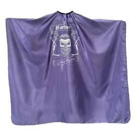 Gabri Professional Barber Cape Gown - Premium Hairdressing Cape for Hair Salon - Waterproof Hair Cutting Capes and Gowns for Barber Shops (Skull Pattern (Lila), 150cm (L) x 115cm (W))