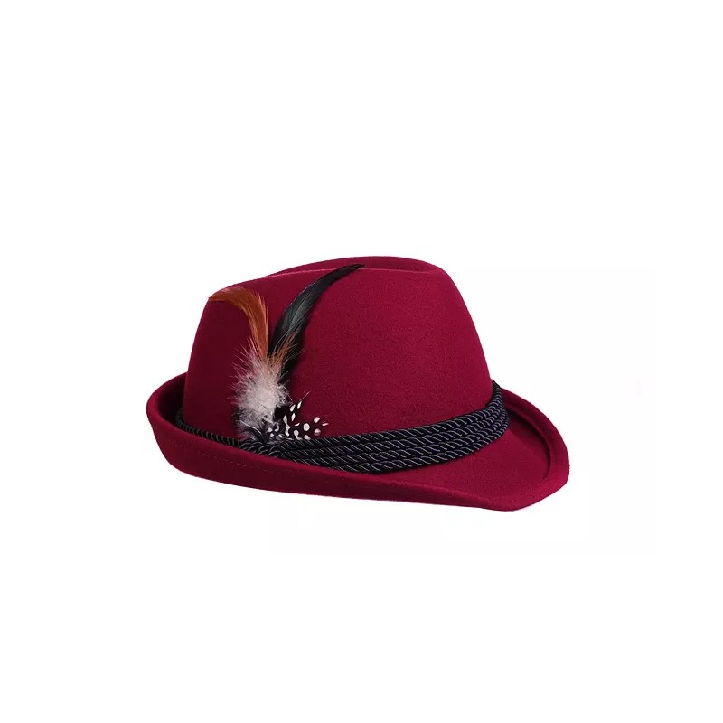 Oktoberfest Alpine Fedora Hat - Red Wool - Nice, High