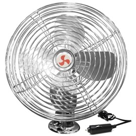 12V Fan RV|Truck Cooling Heavy Duty 8" Metal Car Fan Bus|Boat|Forklift|Car|Camper|Lawn|Mower|Tractor 2-Speed Silver