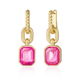 MESOVOR Crystal Drop Earrings, 18 Carat Gold-Plated Hoop Earrings, Emerald Green Black Earrings, Jewellery Gift for Mother Wife, Gold Plated, Emerald