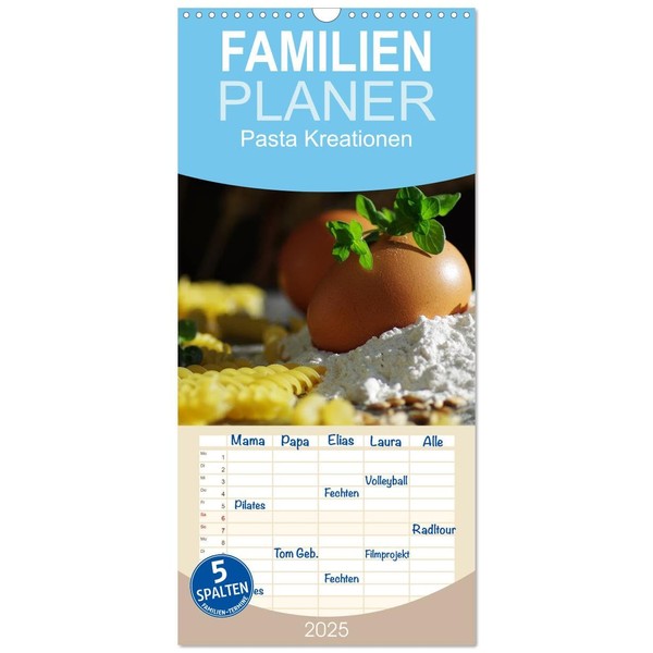 Family Planner 2025 - Pasta Creations with 5 Columns (Wall