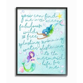 Stupell Industries Mermaid Life For Me Painting Black Framed Wall Art, 11x14, Design By Artist Erica Billups