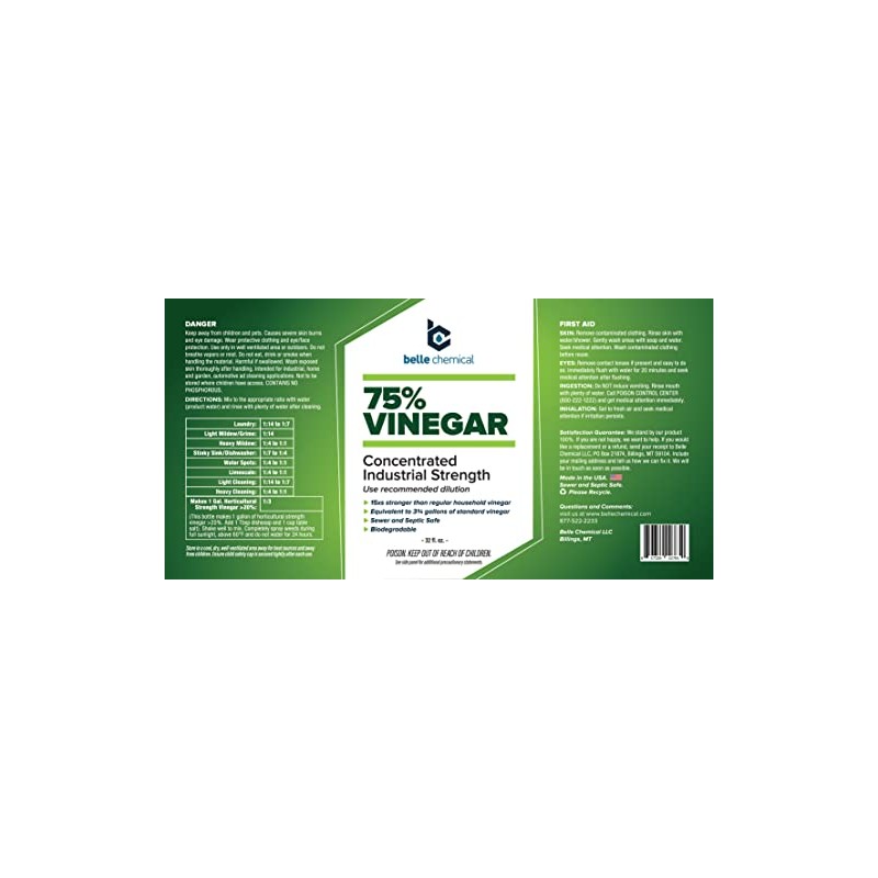 75% Pure Vinegar - Concentrated Industrial Grade 32oz