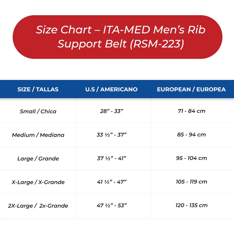 ITA-MED Breathable Elastic Rib Brace for Men, Ideal Compression Support