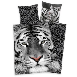 Klaus Herding GmbH Bed Linen Set White Tiger 135 x 200 cm 80 x 80 cm 100% Cotton