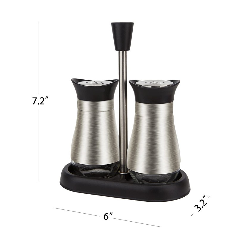 Evelyne 2-Piece Set Salt & Pepper Glass Shaker Stainless Steel