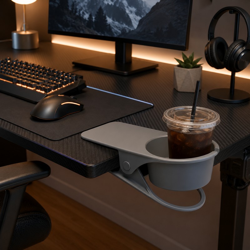 Desk Side Cup Holder Clip for Workspace Organization – ABS