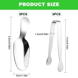 GZkushi Pack of 5 Coffee Spoons, Stainless Steel Measuring Spoon with 5 Ice Cube Tongs, Salt Spoon Mini for Espresso, Coffee Beans, Loose Tea, Salt and Sugar, Desserts