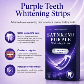 Purple Teeth Whitening Strips, Peroxide-Free for Sensitive Teeth, 42 Strips,Color-Correcting Care for Surface Stains and Yellowing, with Enamel-Friendly wear for Sensitive Teeth and Simple Daily use