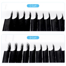 Gemerry Lash W lashes 4D Premade fan Lashes Extensions 0.07mm C Curl 8-14mix Noir Volume Thick Lashes Professional Single Lash Individual Russian Lash Tray(W-4D-007-c cur-8-14mix)