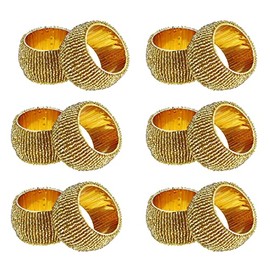 RIANGI Gold Christmas Napkin Rings Set of 12, Gold Napkin Ring Napkin Rings Gold Ring Set Perfect for Thanksgiving, Family Gatherings Gold Napkin Holder for Dining Table Decor Gold Tone Napkin Rings