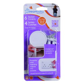 Dreambaby Pack of 6 Socket Covers and 4 Safety Catches (White)