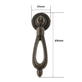 dophee 2-Pack Vintage Cabinet Tear Drop Pull Knobs, Decorative Antique Bronze Pendant Pulls with Mounting Screws for Cabinet Drawer Closet Dresser Furniture, 2.72"x0.79"