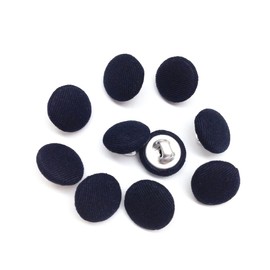 PEPPERLONELY 10PC 10mm Fabric Cloth Covered with Metal Shank Round Buttons, Navy Blue