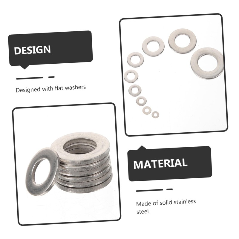 ULTECHNOVO 1set Stainless Steel Flat Washer Assortment Kit High-Strength Lock