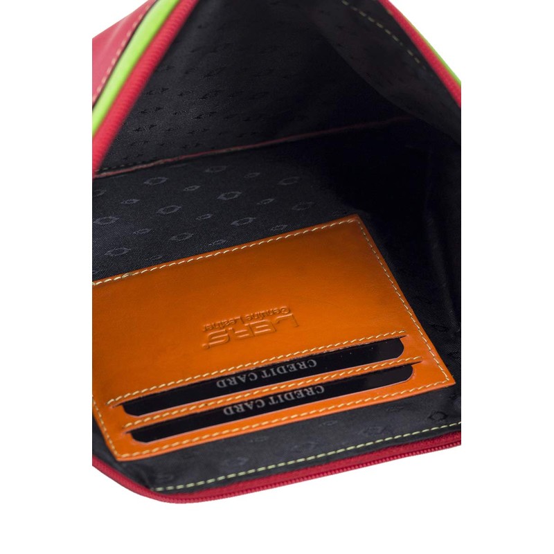 Multicolour LEAS Bank Bag Wallet in Real Leather, Colourful –