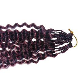 BALINGHAIR Ocean Wave Crochet Hair 24 Inch 3 Packs Deep Wave Crochet Hair for Women Goddess Box Braids Crochet Braids Hair Extension Black To Red (T1B/Red)