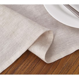 DAPU Linen Tablecloth, 100% French Natural Linen, Rectangular Tablecloth 140 x 220 cm, Beige/Natural Linen